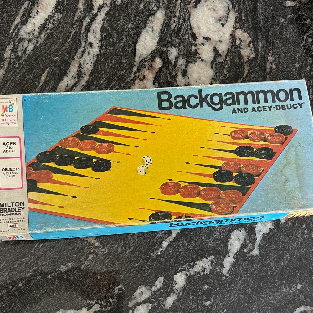 1973 Backgammon and Acey-Deucy Game - Yellow and Black
